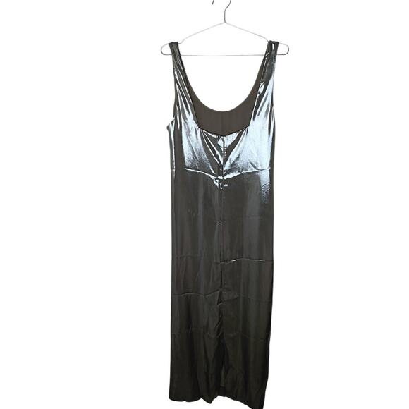 New Banana Republic Metallic Silver Maxi Slip Dress M | Scoop Neck Sleeveless - Picture 7 of 15